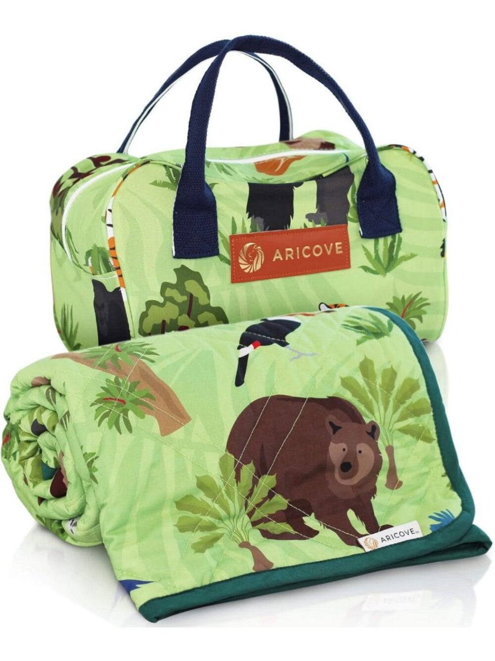 Cozy 7 lb Weighted Blanket for Kids, 40x60", Soft Cotton, Jungle Animal Print